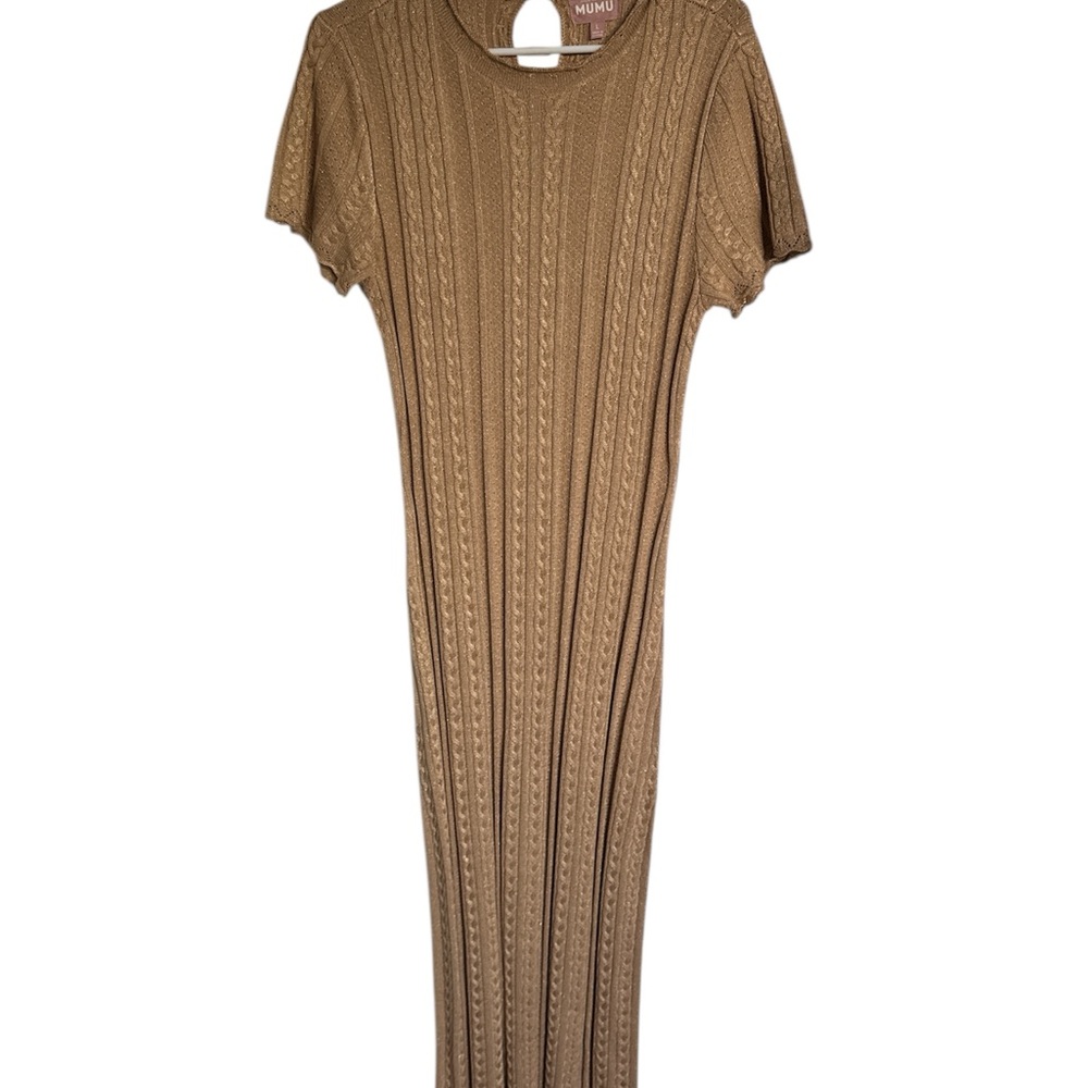 Show Me Your MuMu Brown Sheath Maxi Dress Casual Crew Neck